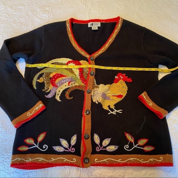 Vintage J Two NY Rooster Embroidered Cardigan Sweater - M - Picture 11 of 14